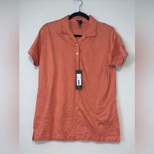 Page And Tuttle Women’s Short Sleeve Orange With White Dots Golf Polo NWT